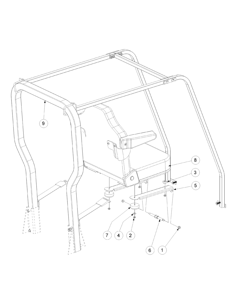 Seat Assembly Diagram and Parts List for M60-KW ROPS-53CH5D8X750-25HP-OHV Cub Cadet Lawn Tractor